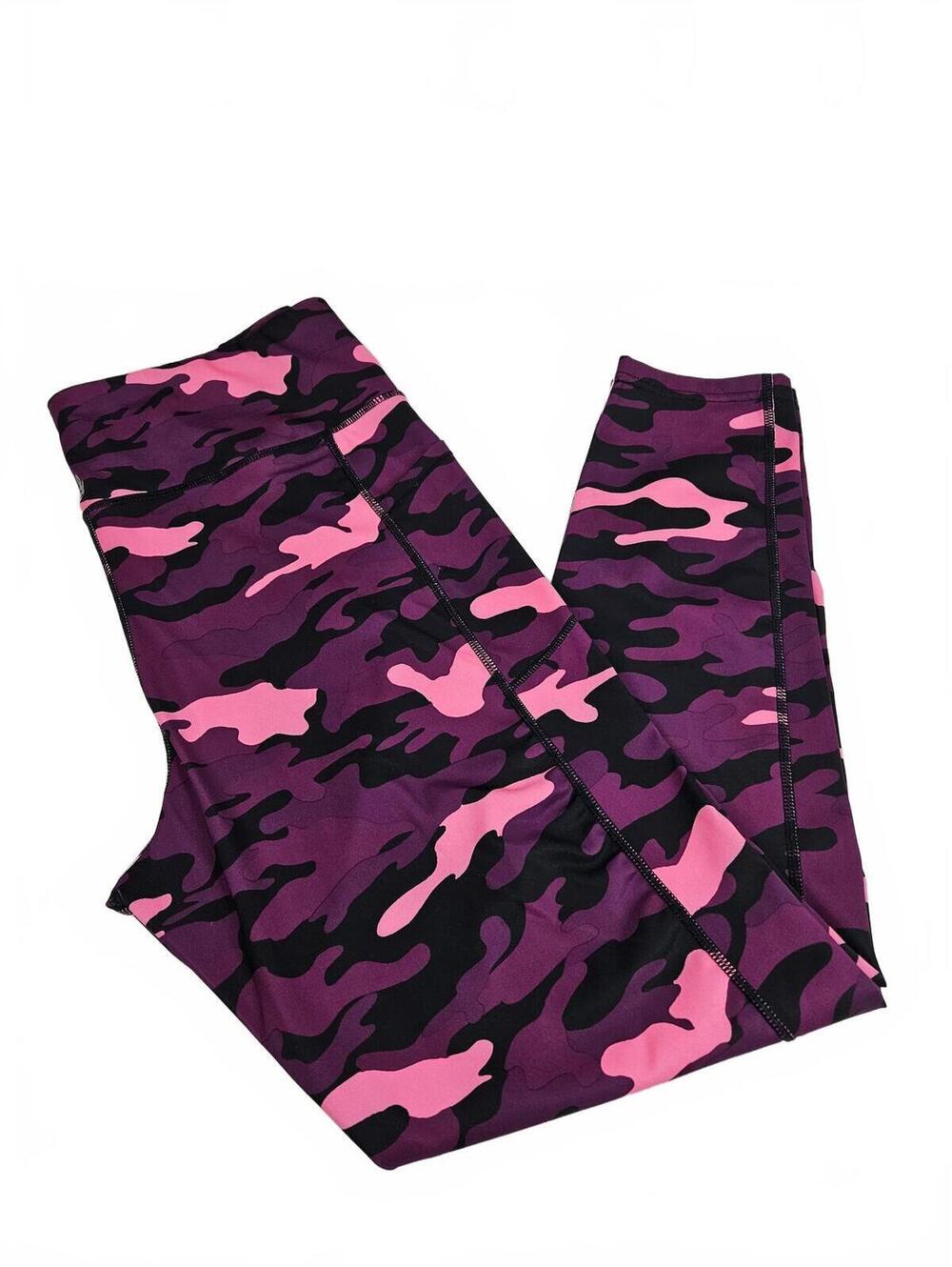 Love & Sports Purple and Pink Camouflage Leggings XL (14-16) #EUC
